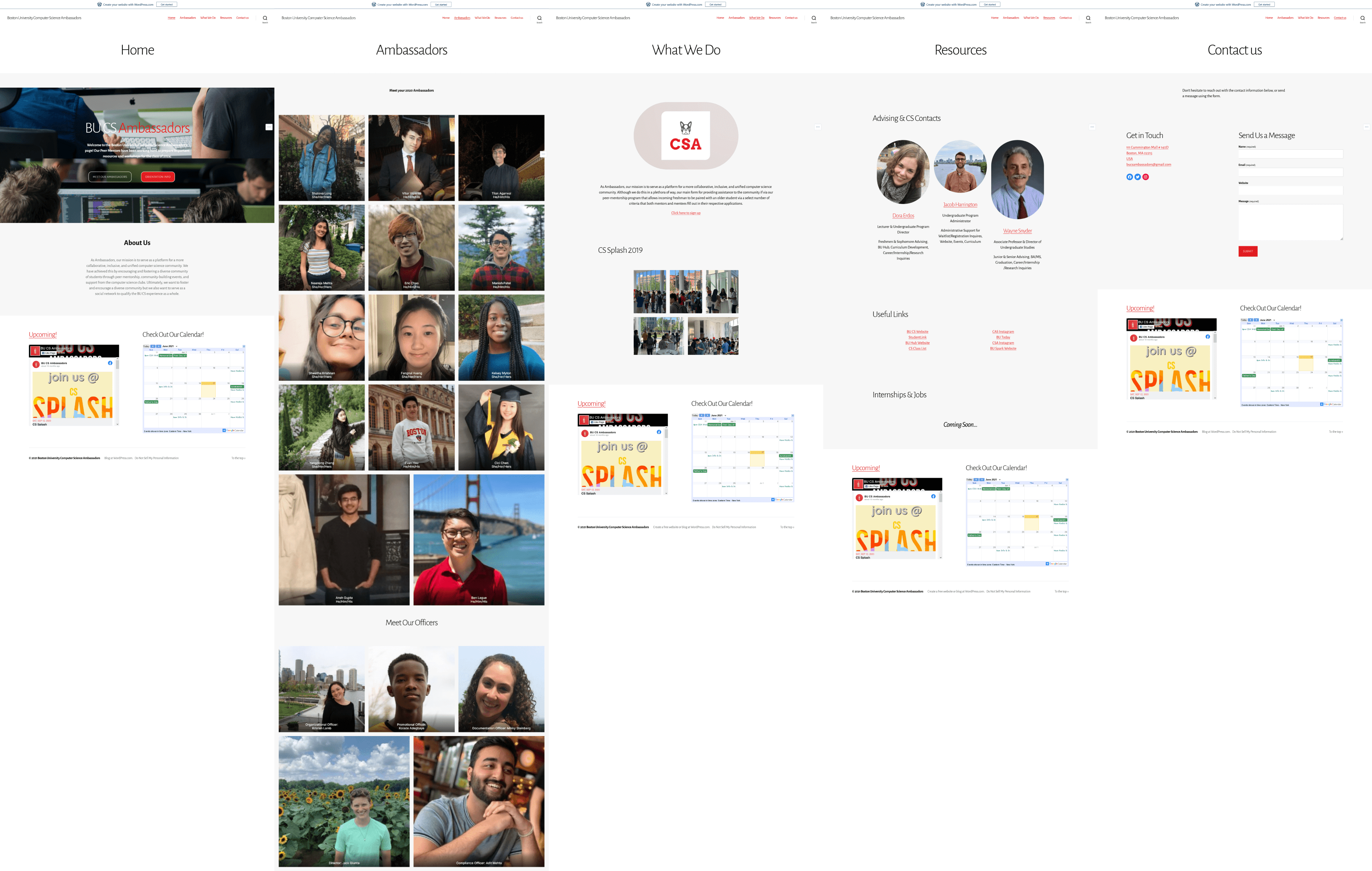 Previous iterations of the BUCSA WordPress website